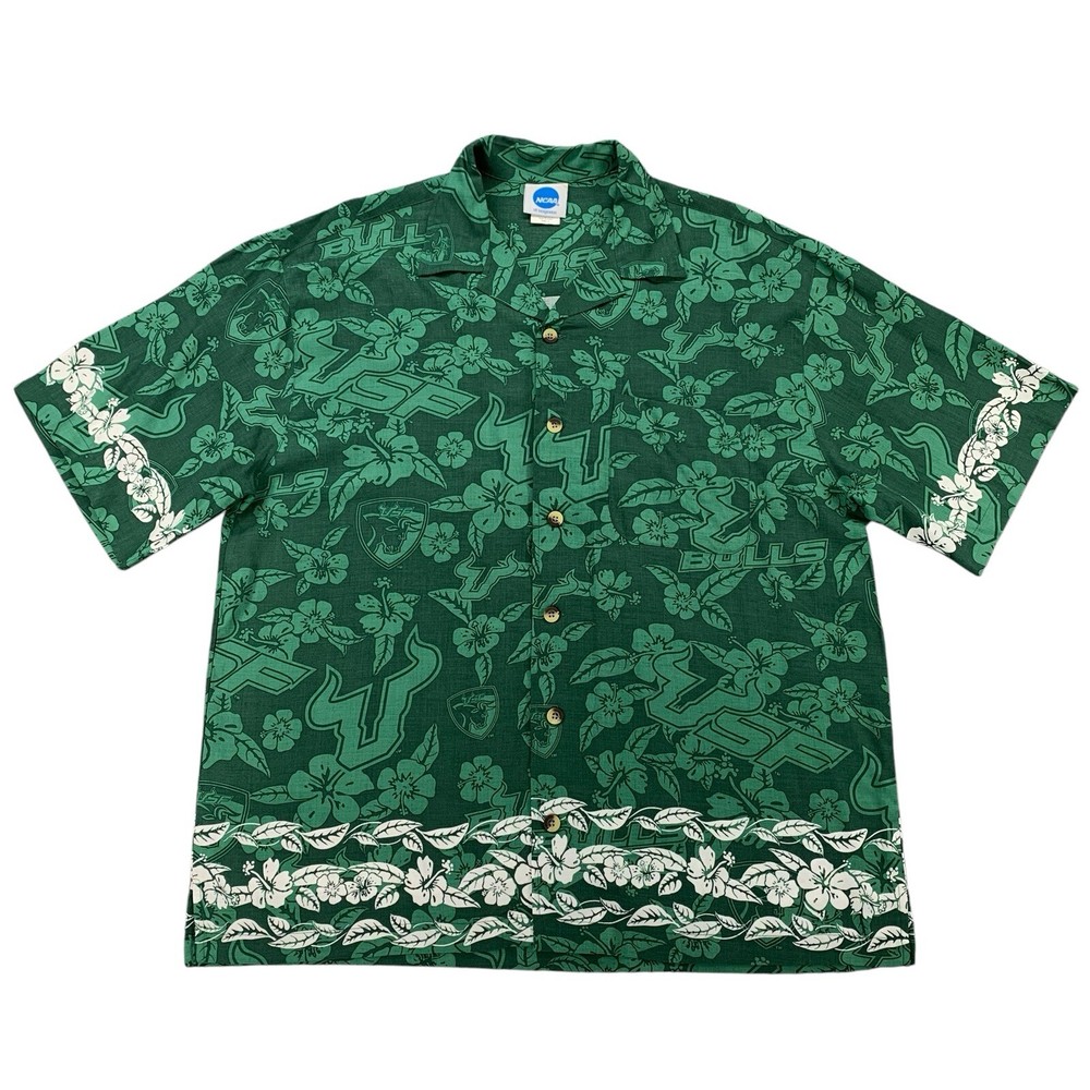 USF Bulls Green Hawaiian Shirt Size L by VF Imagewear