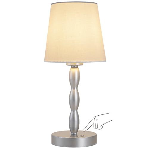Portable Cordless Table Lamp,Touch Desk Lamp Rechargeable Battery Silver