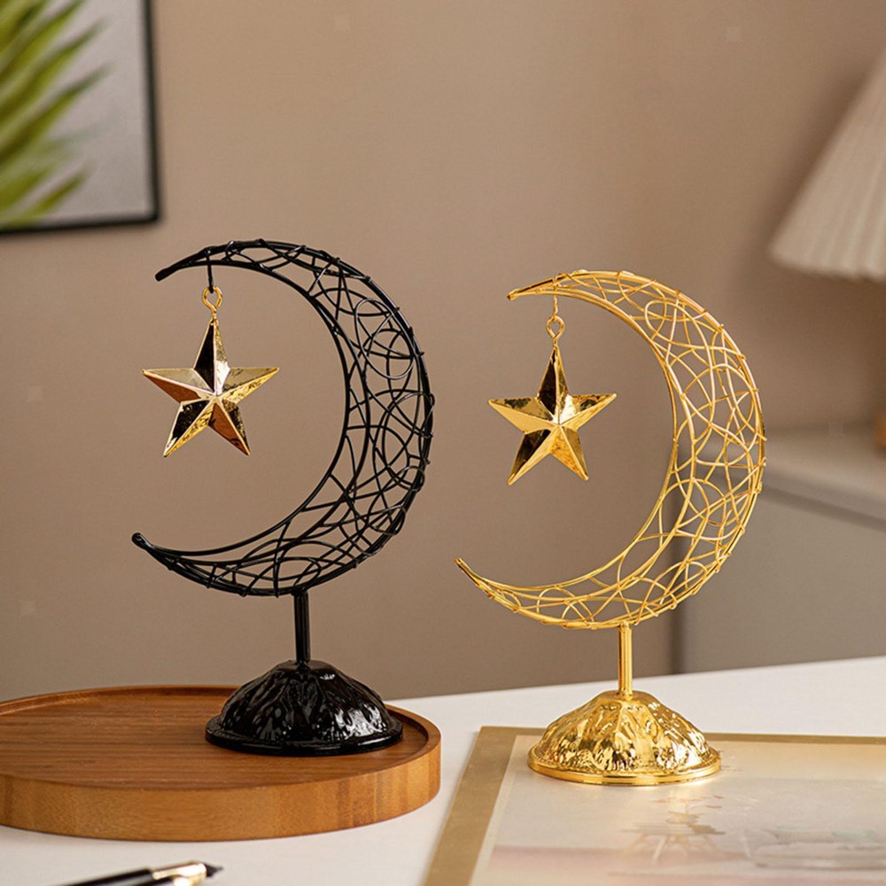 Moon Star Ornament Tabletop Decor Table Centerpiece Festive Decor for Eid Party