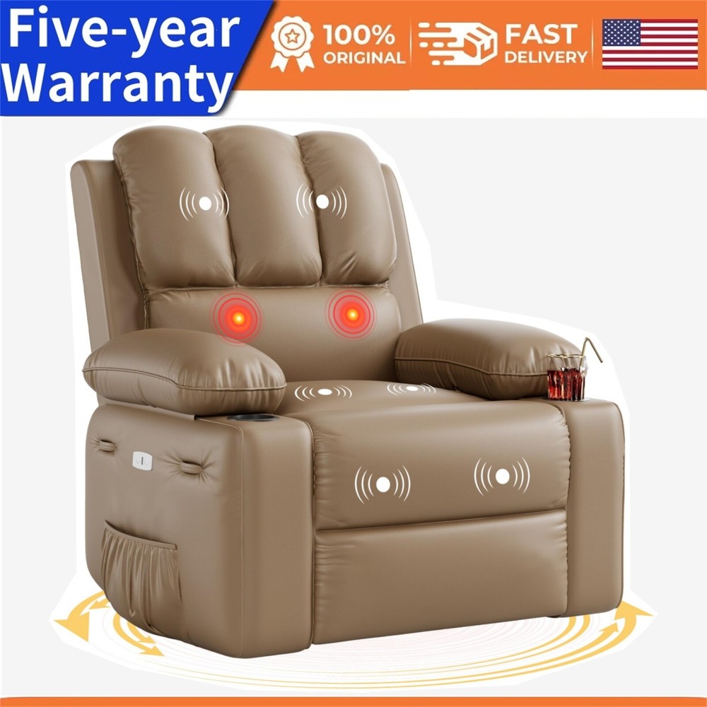 Oversized 360° Swivel Electric Massage Rocker Recliner with Heat