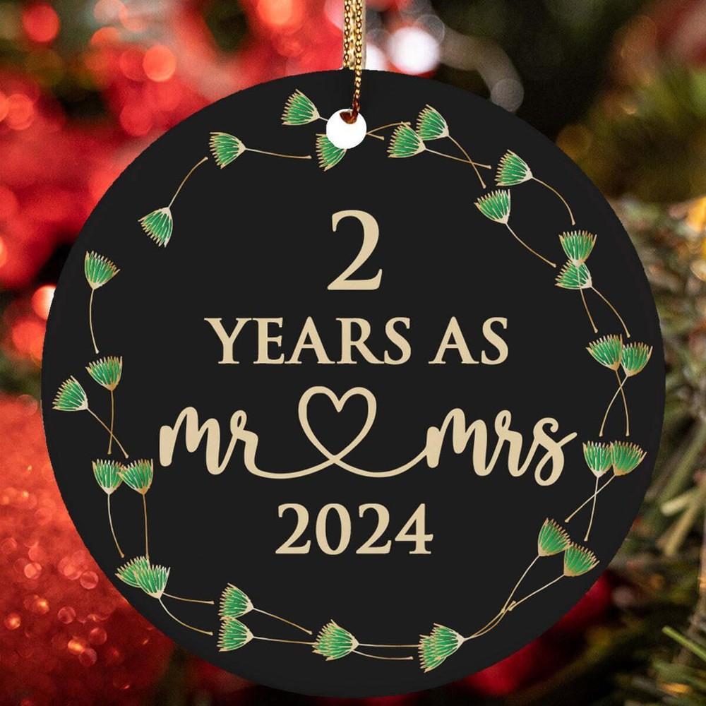 2 Years As Mr   Mrs Ornament 2nd Anniversary Christmas Gift Tree Decor Hanging