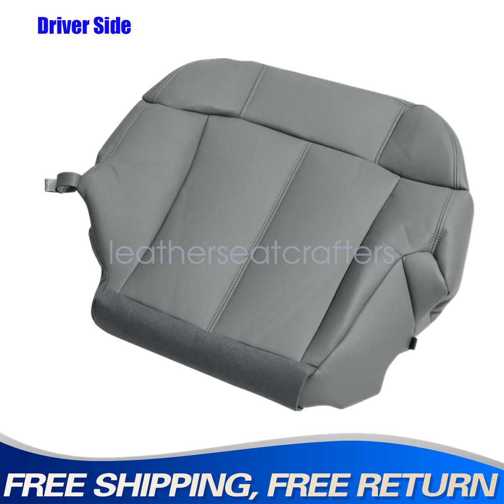 2000-2001 Chevy Silverado Driver Bottom Leather Seat Cover in Pewter Gray