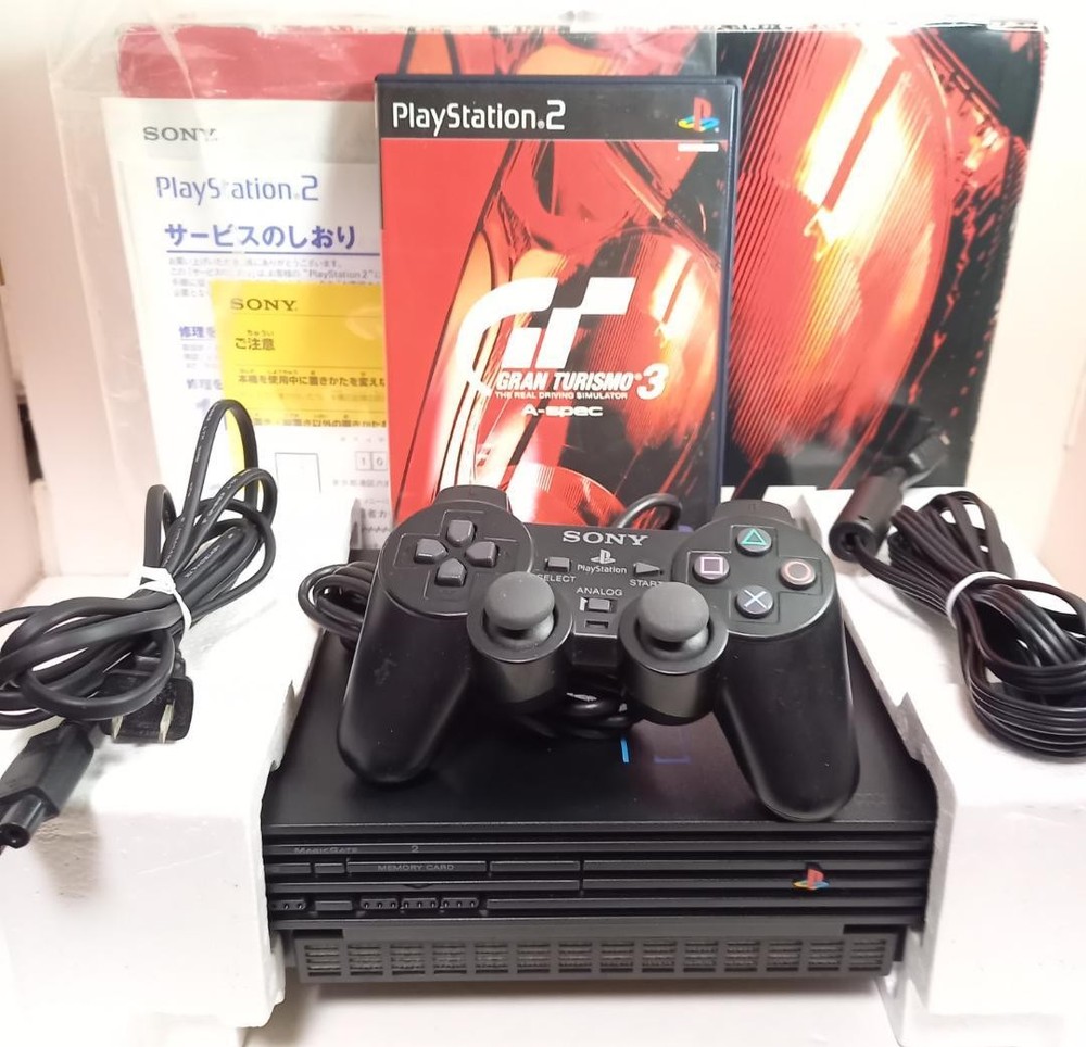 SONY PlayStation 2 SCPH35000GT Black Retro Gaming Console Japan Model Working