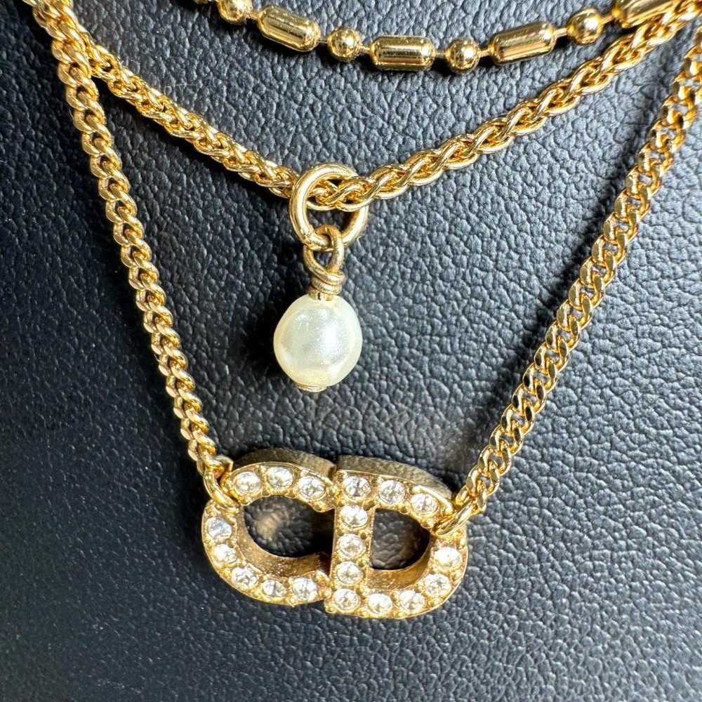 Christian Dior Clair D Lune Triple Gold Necklace