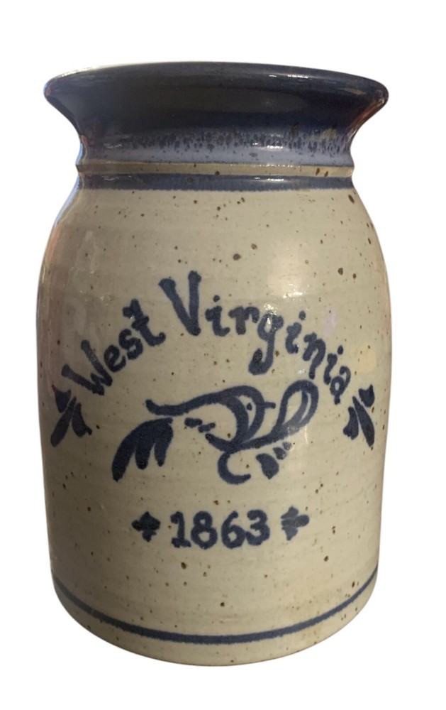 Vtg Gary Shaffer Signed Studio Pottery Wheel Thrown Stoneware  Crock  Wv 1863