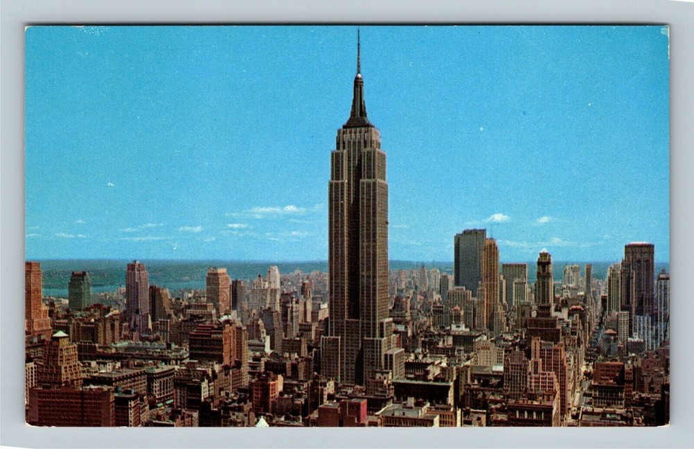 Vintage New York City Postcard: Empire State, Skyline, and River View