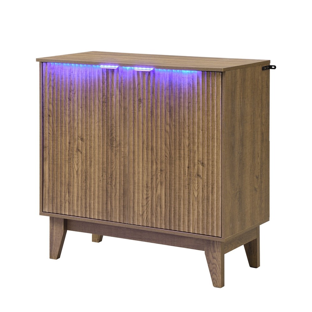 Kitchen Sideboard Buffet Cabinet BROWN 2 door with LED light