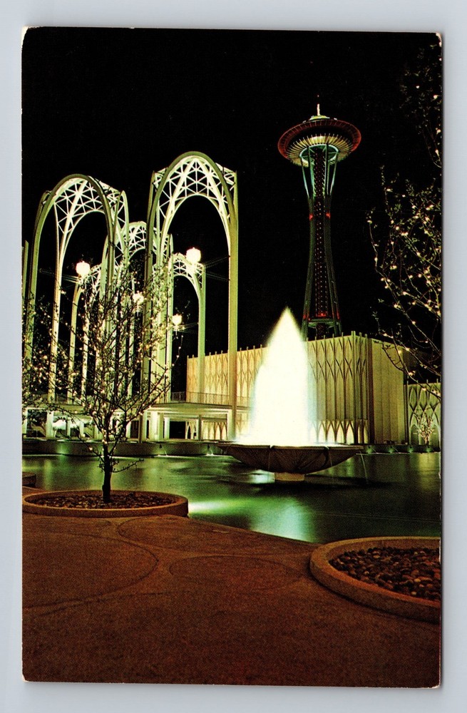 Seattle WA Washington Federal Science Pavilion Space Needle Vintage Postcard