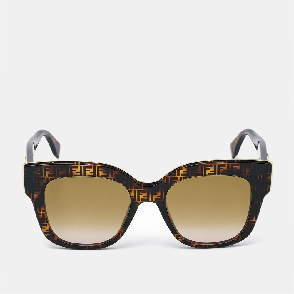 Fendi FF Brown Gradient Square Sunglasses with F Logo