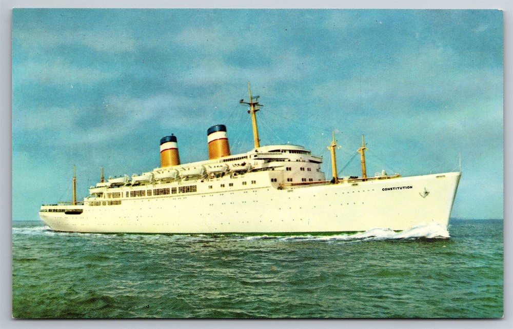 SS Constitution Cruise Ship Mediterranean New York City NY C1939 Postcard H4