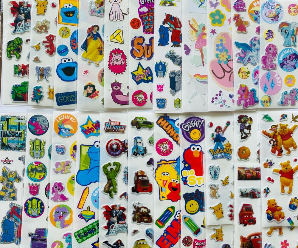 10 Full Sticker Sheets,MIXED CARTOON THEMES 4 BOYS & GIRLS ALL AGES KIDS TEENS