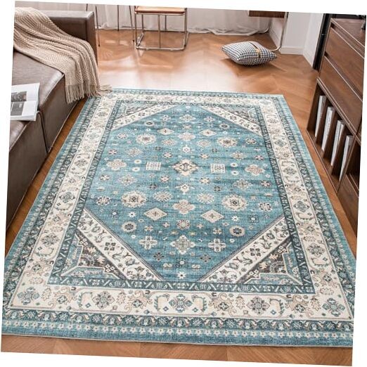 Vintage Washable 5x7 Oriental Area Rug for Traditional Home Decor