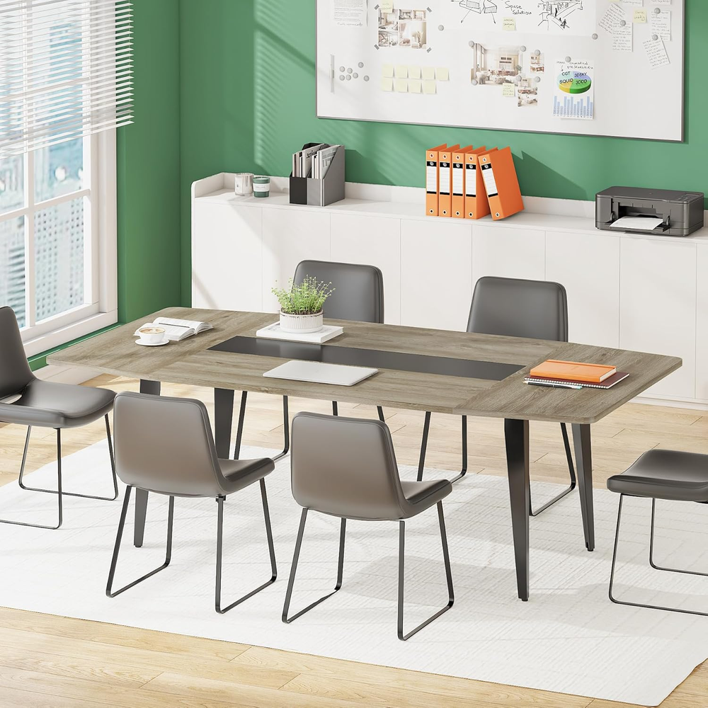 Tribesigns 6FT Conference Table, 70.86L X 35.43W X 29.52H Inches Boat Shaped Mee