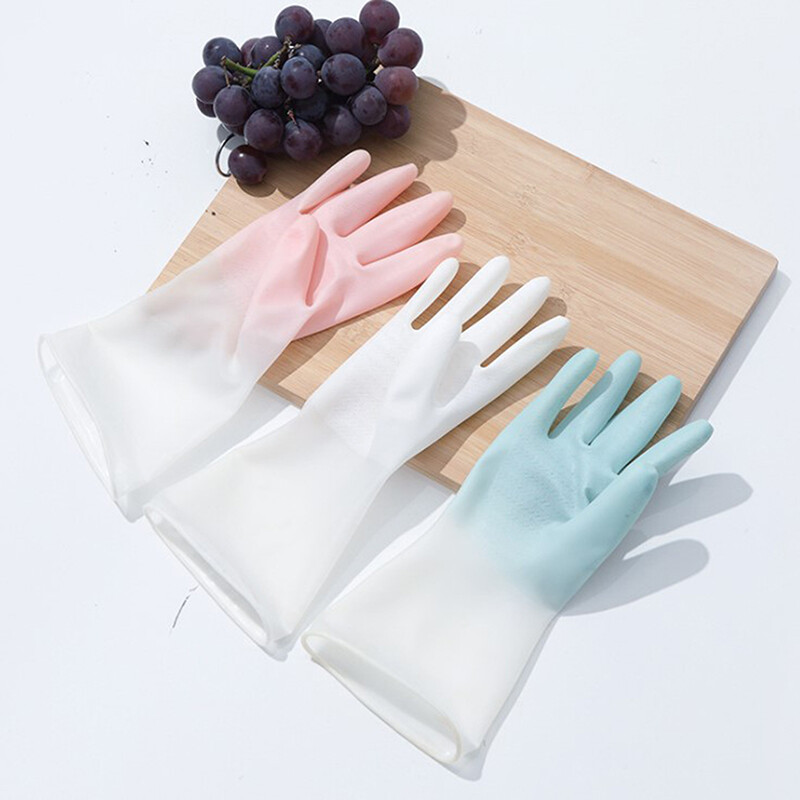 2x Dishwashing Cleaning Gloves Silicone Rubber Dish Washing Glove for Househ^a5