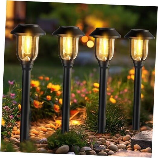 10 Pack Black Waterproof Solar LED Pathway Lights for Outdoor