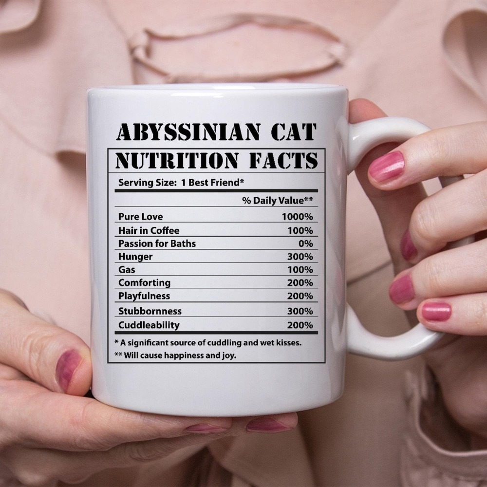 Funny Abyssinian Cat Gifts Nutritional Facts White Coffee Mug