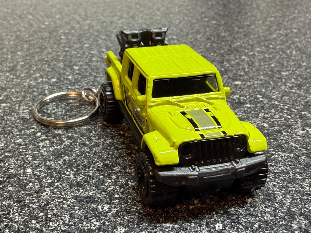 Fits Jeep Gladiator Keychain Neon yellow/green Diecast Car Hot Wheels Matchbox