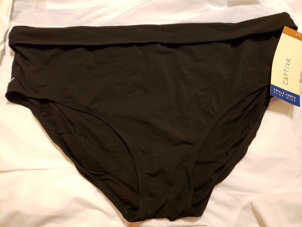 P11 NWT Macy's Captiva 3X Solid Black Bikini Bottom CLEARANCE SALE MSRP $58-image