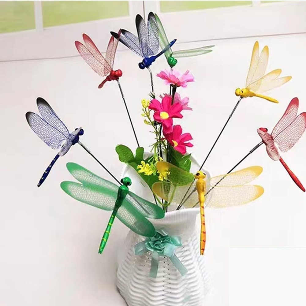20 Pcs 3D Dragonfly Garden Stakes for Outdoor Yard & Flower Pot Decor