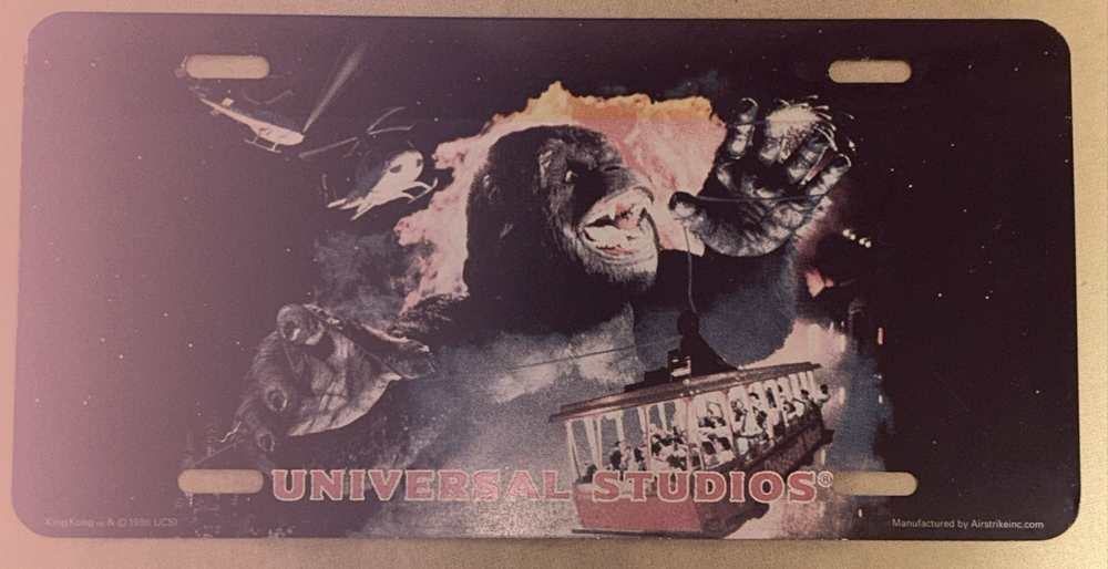 Vintage 1998 King Kong Universal Studio Car Front License Plate 12x6 Aluminum