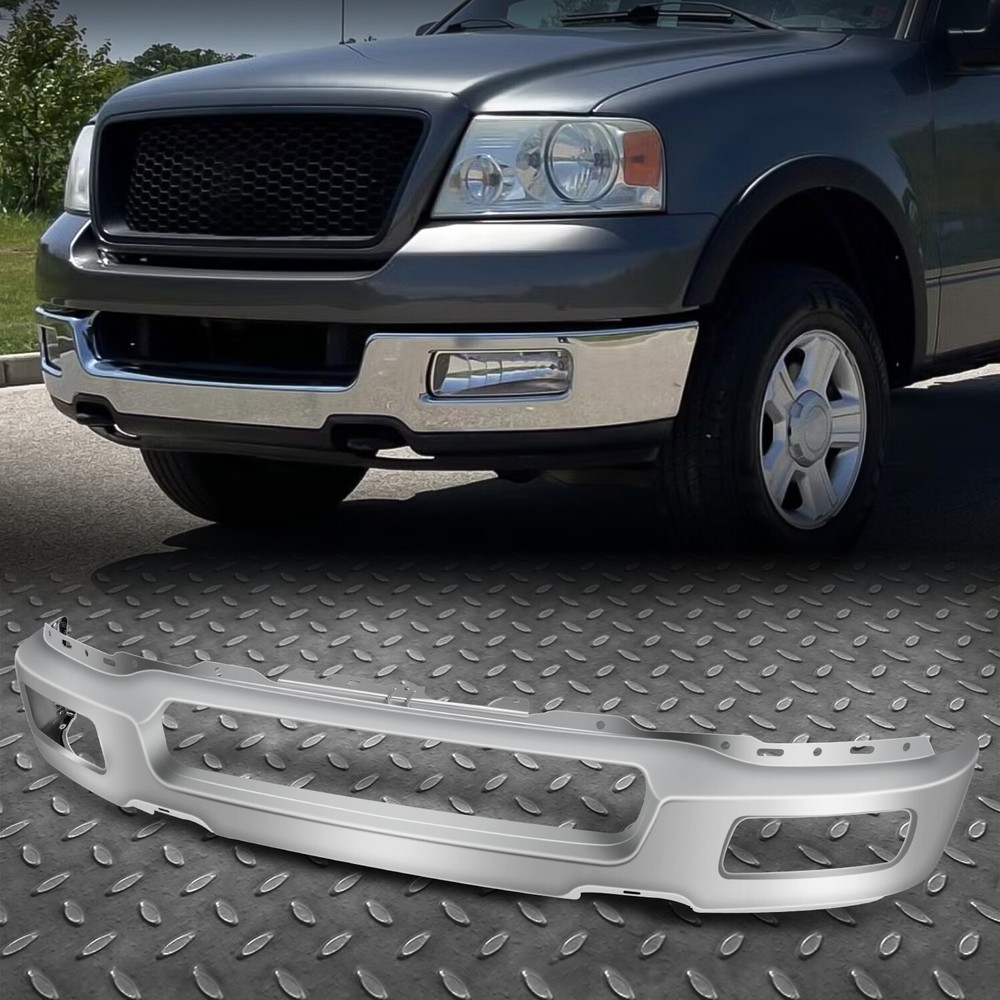 For 04-06 Ford F150 Truck Steel Front Bumper Face Bar w/ Fog Lamp Holes Chrome
