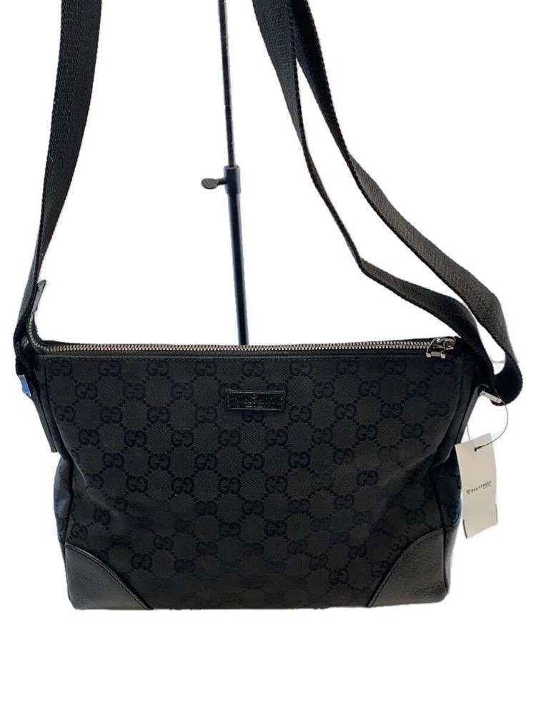 GUCCI GG Canvas Black Shoulder Bag  