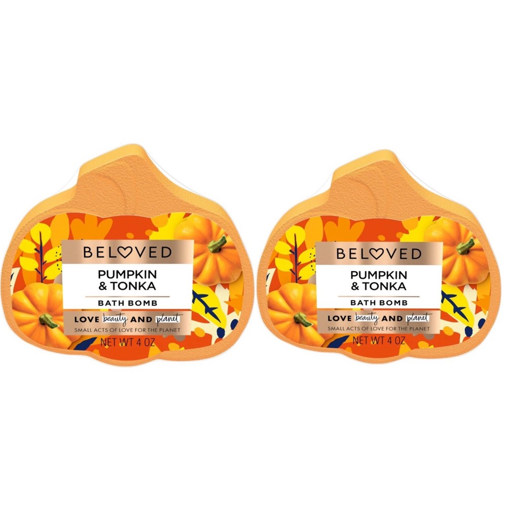 2 Pack Beloved Bath Bomb- Pumpkin & Tonka, 4oz Limited Edition