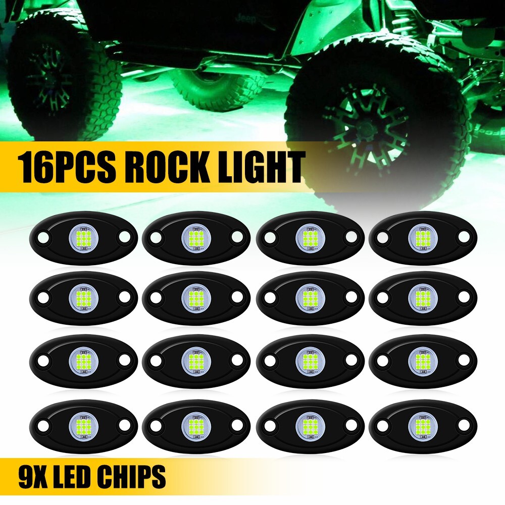 16pc LED GREEN GOLF CART KART NEON UNDERBODY UNDERGLOW LIGHT 12V WATERPROOF SET