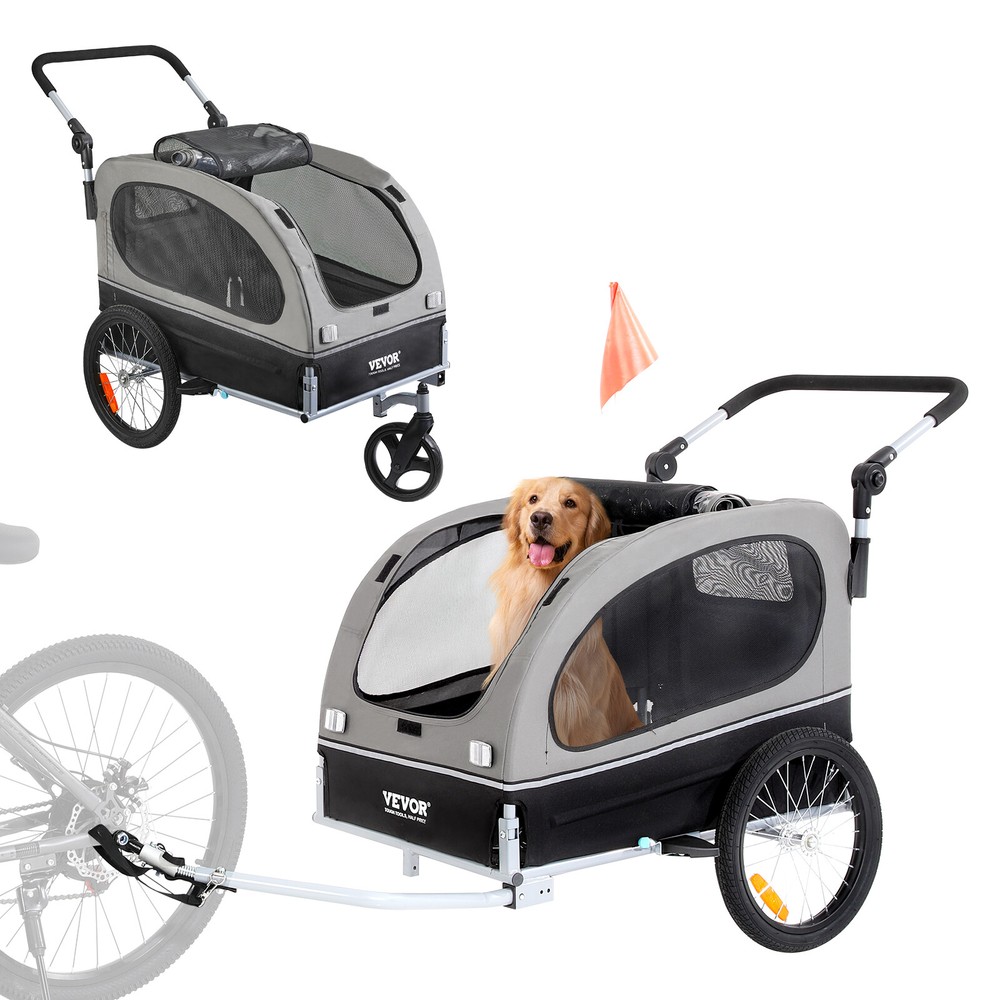 VEVOR Pet Bicycle Trailer & Stroller Dog Cat Bike Carrier 88 lbs Water Resistant