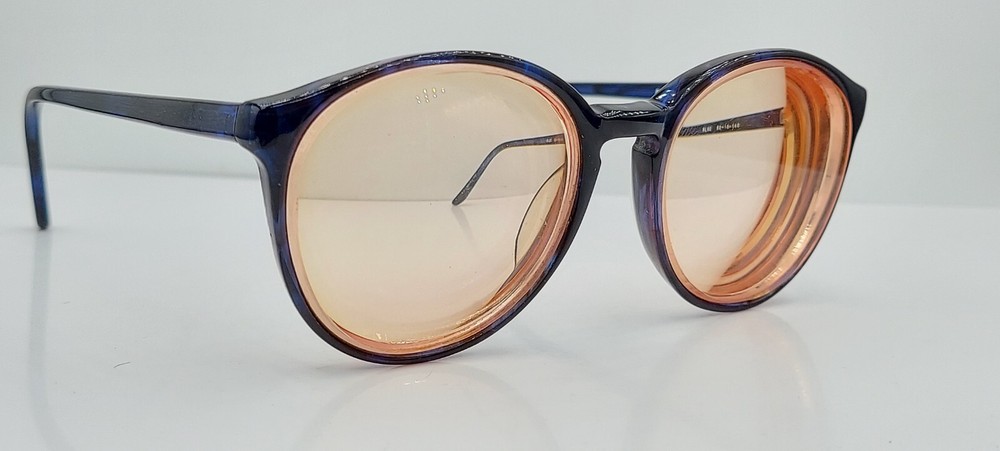 Vintage St. Moritz Norris Blue Oval Horn-Rimmed Sunglasses FRAMES ONLY