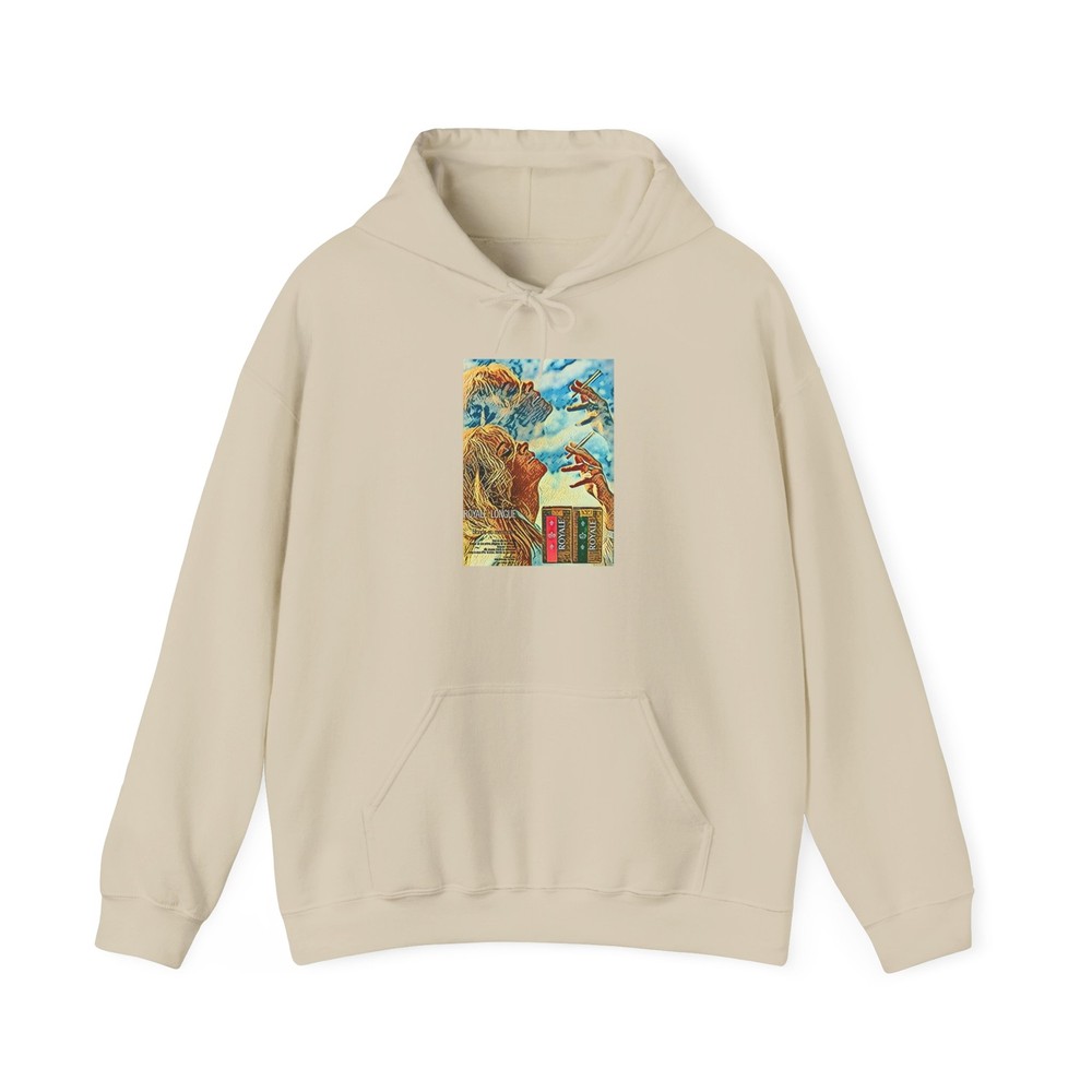 Royale Longue Retro Ad Art Graphic Print LS Unisex Heavy Blend Hooded Sweatshirt