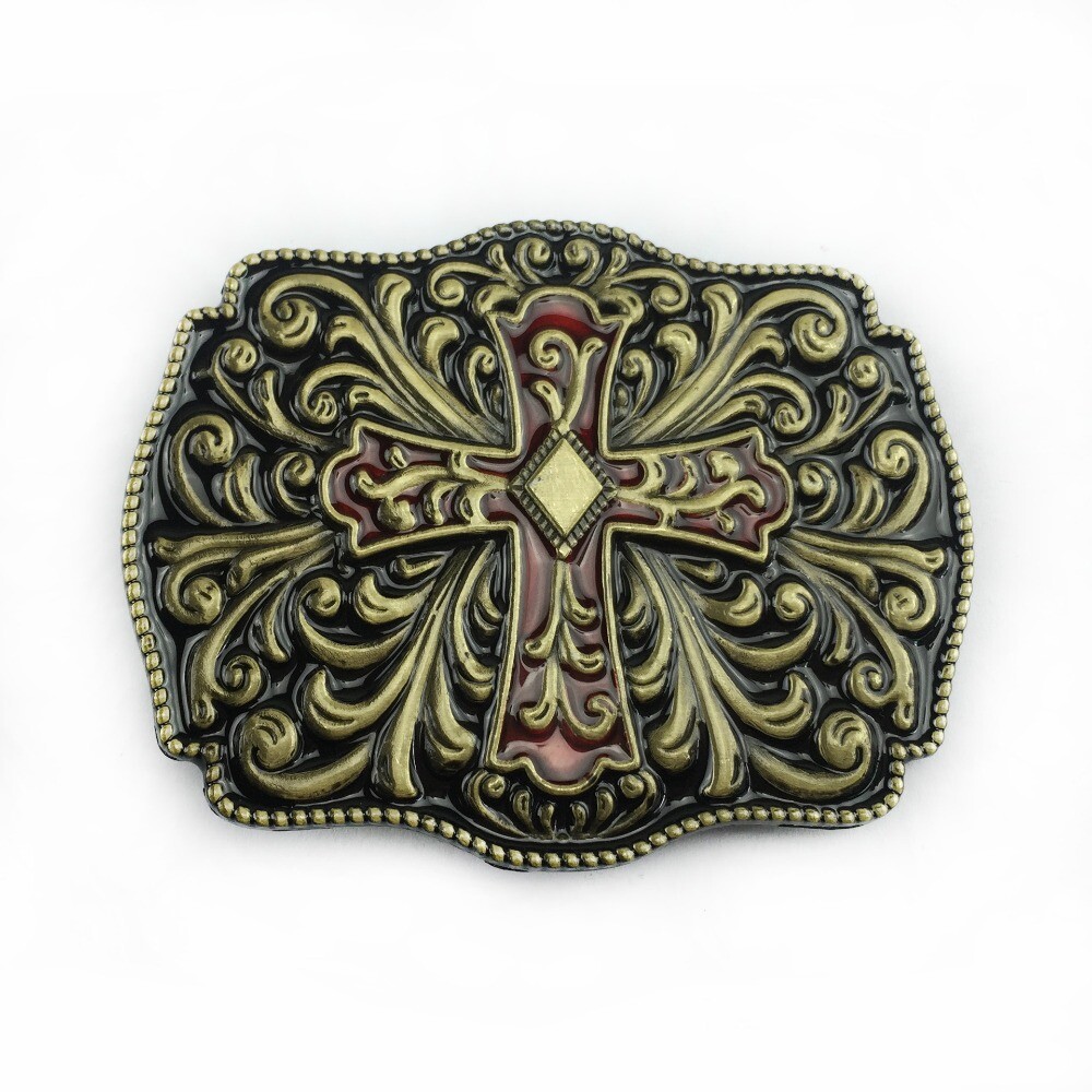 Western Belt Buckle for Men & Women Cowboy Rodeo Vintage Style Wear Floral Cross