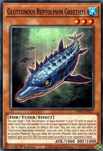 Yu-Gi-Oh Gluttonous Reptolphin Greethys PHRA-EN027 1st Ed Common Near Mint TCG Card