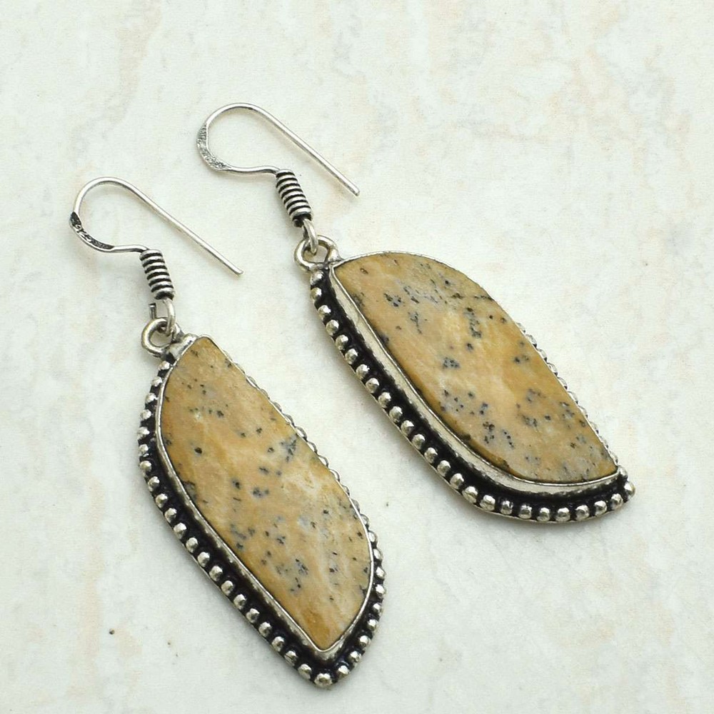 Dendrite Opal Gemstone Handmade Drop Dangle Earrings Jewelry Gift 2.08