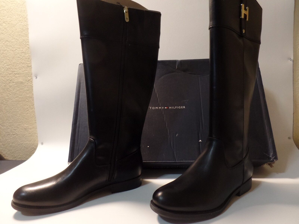 Tommy Hilfiger Botas de Montar Altas Negras-TWSHYENNE3-Mujer Talla 9 M - Nuevas en Caja
