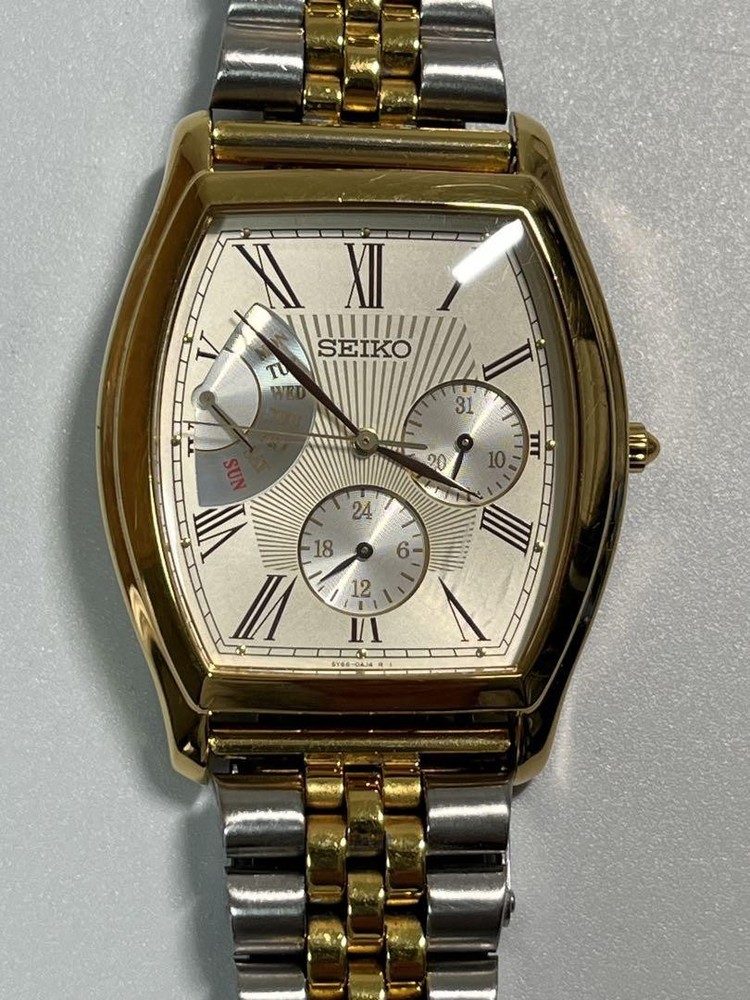 Seiko 5Y66-0AF0 Mens Day Date Stainless Steel Watch