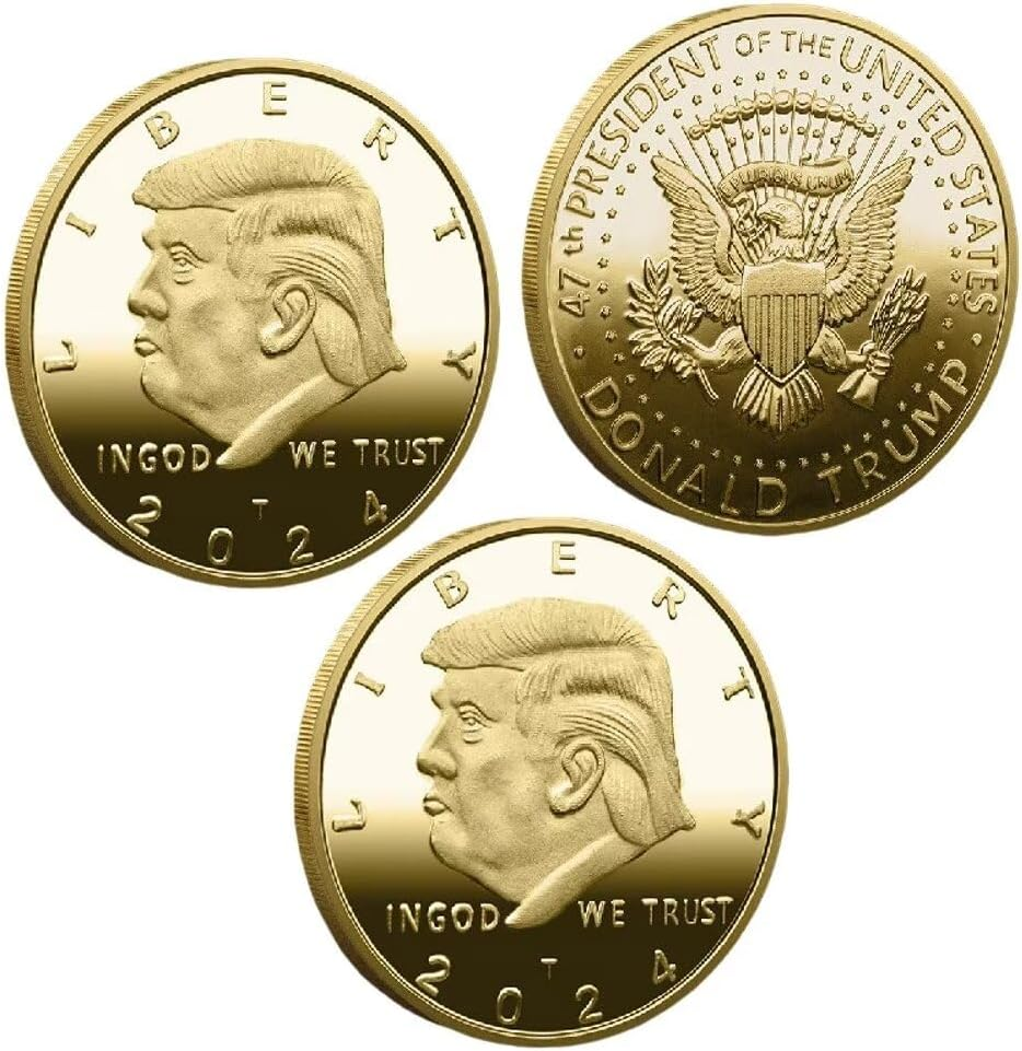 3Pc Liberty President Donald Trump Coin, Trump 2024 Coin 47Th Presidential Gold