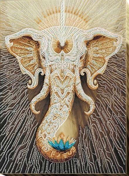 Bead embroidery kit White needlework kit Art canvas beadwork pattern