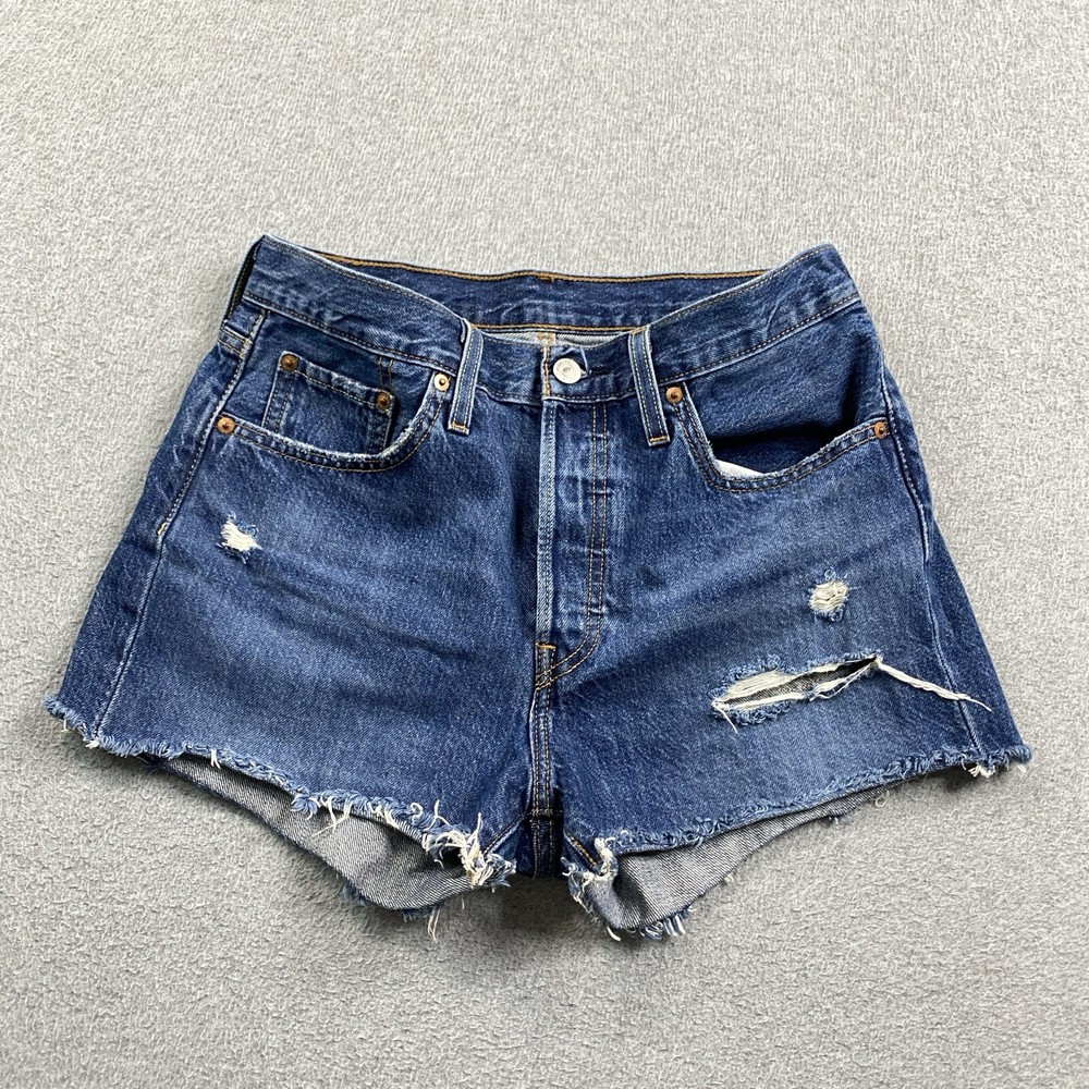 Levis 501 XX Jeans Shorts Womens 28 Blue Denim Cut Off Distressed Daisy Dukes