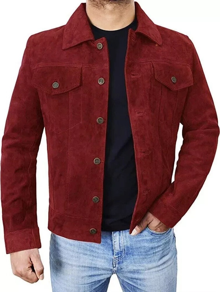 Custom Tailored Men's Genuine Sheepskin Buttoned Leather Motorcycle Jacket  