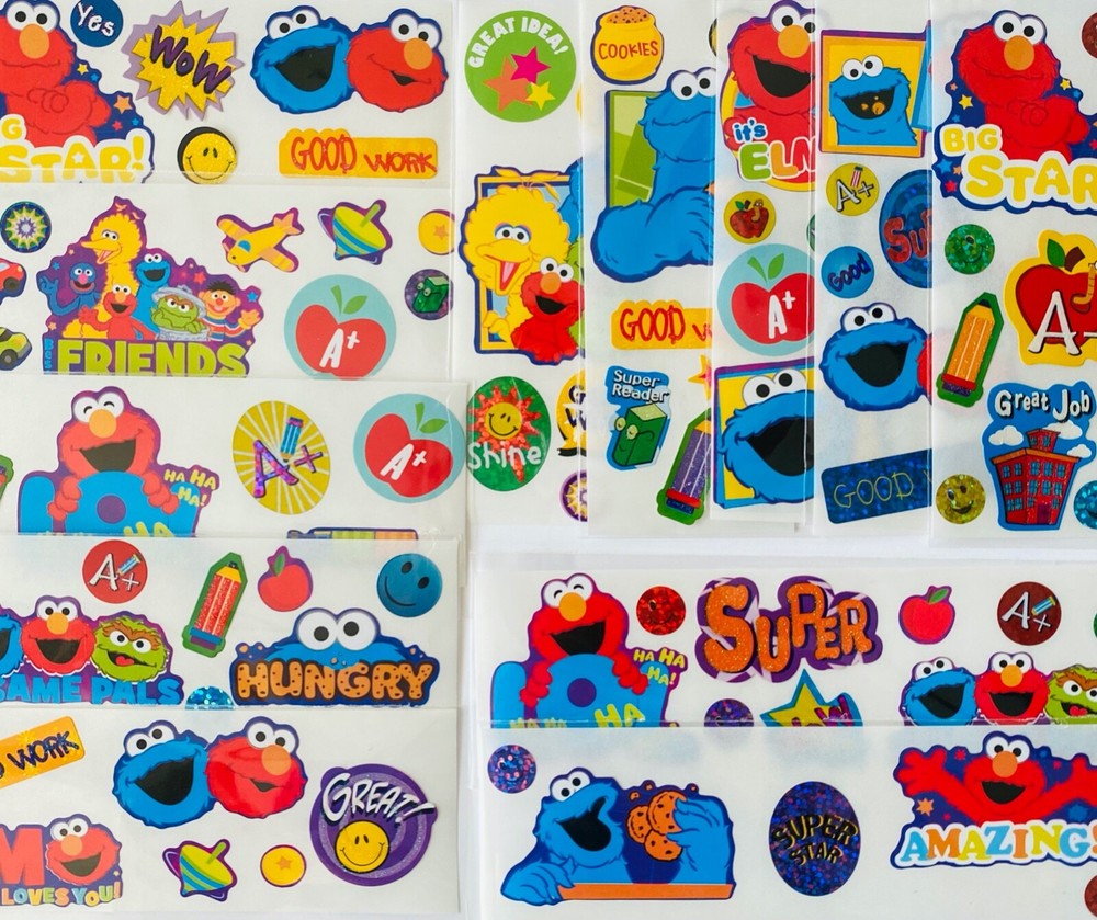 10 Full Sticker Sheets | Themed ELMO PJ MASKS BLUEY MARVEL CARS SEASAME STREET