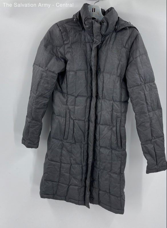 The North Face Womens Gray Long Sleeve Hooded Full-Zip Quilted Coat Size XS