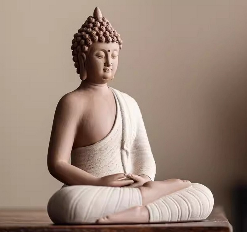 6 Inch Thailand Buddha Statue Zen Decor Zi Sha Sand Clay Handcrafted