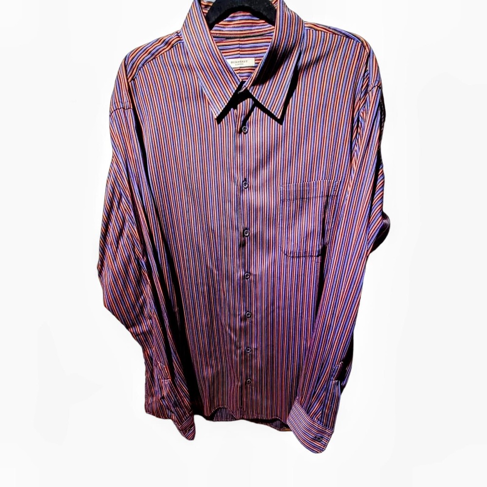 BURBERRY of LONDON Vintage Button Front  Multicolor Striped Mens XL Shirt