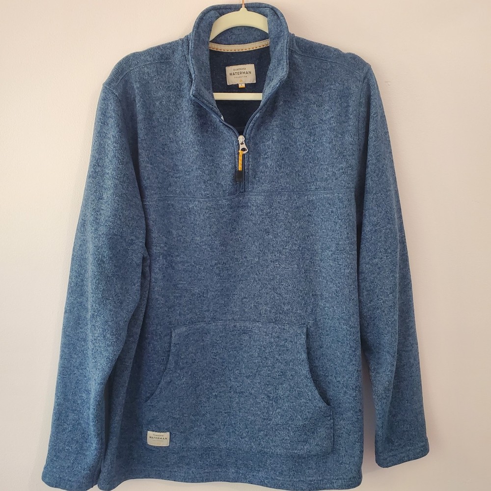 Quiksilver Waterman Collection Men's Blue Quarter-Zip Sweater Cssual Preppy Sz L