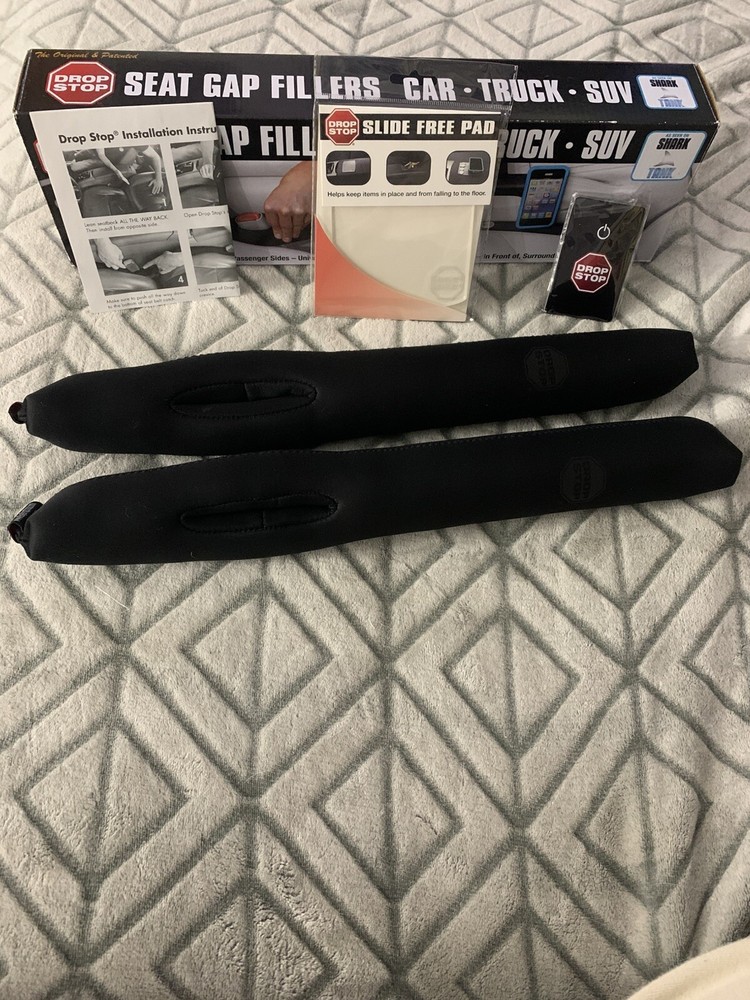 Drop Stop - The Original Patented Car Seat Gap Filler - Set of 2 Black Universal