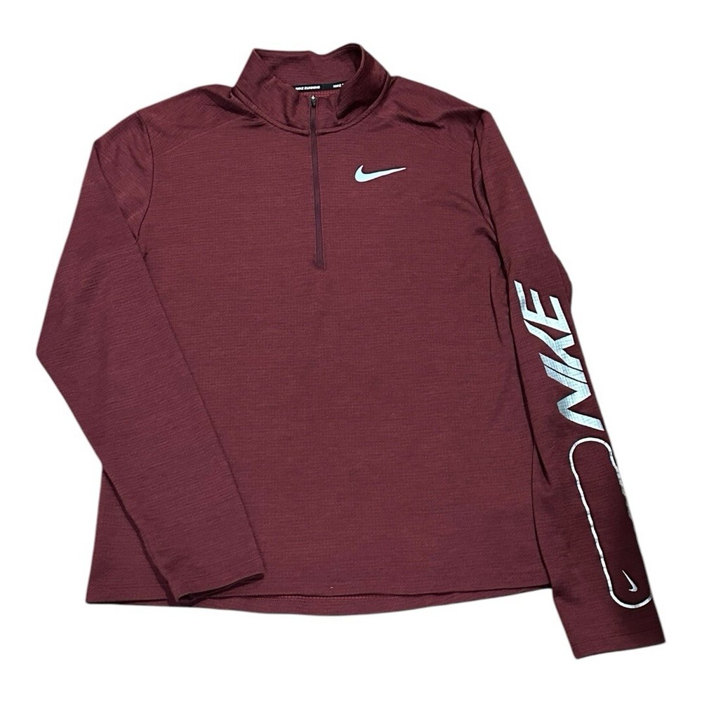 Nike Running Shirt Men’s Medium Red Dri-Fit Long Sleeve Quarter Zip Performance