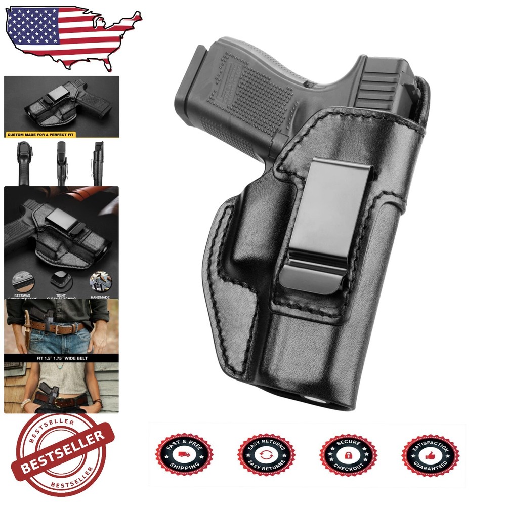 Durable Right-Handed Leather Holster for Glock 19 with Full Trigger Coverage