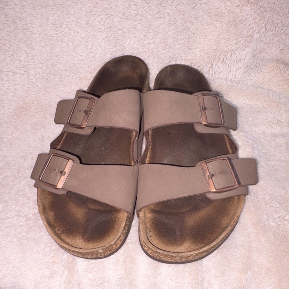 Birkenstock Men's Brown Leather Slide Sandals Buckle Adjustable Strap