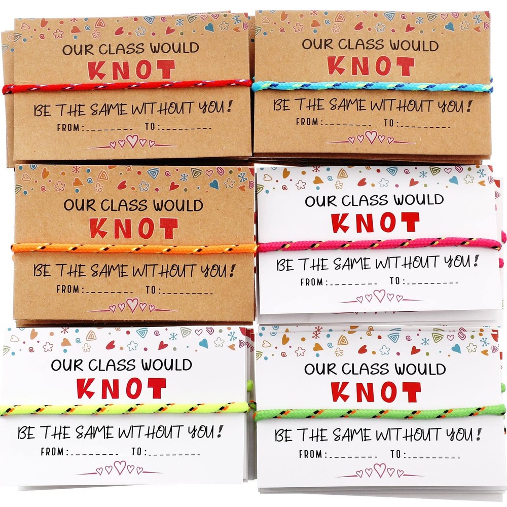 30 Pcs Kids Valentine's Day Card Adjustable Friendship Bracelets Our Class Wi...